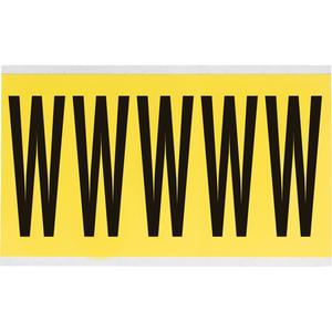 Repositionable Individual Number & Letter Labels - W, Black on Yellow, 4", 5