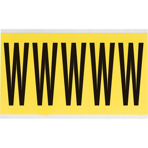 Repositionable Individual Number & Letter Labels - W, Black on Yellow, 4", 5