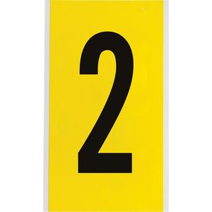 Repositionable Individual Number and Letter Label - 2, Black on Yellow, 6"