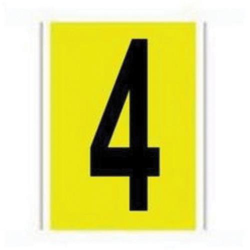 Repositionable Individual Number and Letter Label - 4, Black on Yellow, 6"