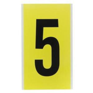 Repositionable Individual Number and Letter Label - 5, Black on Yellow, 6"