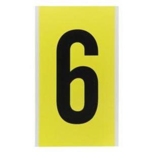 Repositionable Individual Number and Letter Label - 6, Black on Yellow, 6"