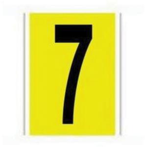 Repositionable Individual Number and Letter Label - 7, Black on Yellow, 6"