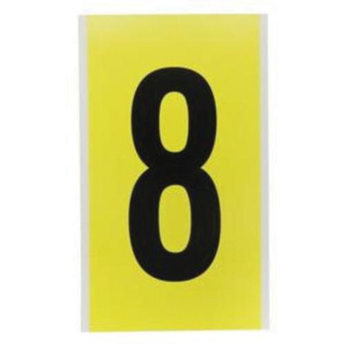 Repositionable Individual Number and Letter Label - 8, Black on Yellow, 6"