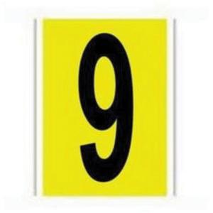 Repositionable Individual Number and Letter Label - 9, Black on Yellow, 6"