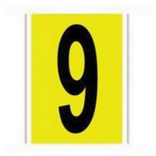 Repositionable Individual Number and Letter Label - 9, Black on Yellow, 6"