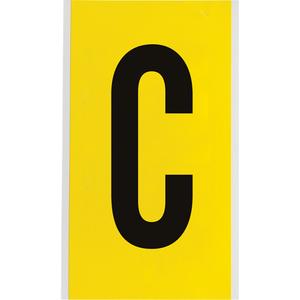 Repositionable Individual Number and Letter Label - C, Black on Yellow, 6"