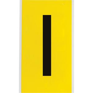 Repositionable Individual Number and Letter Labels - I, Black on Yellow, 6"