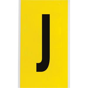 Repositionable Individual Number and Letter Label - J, Black on Yellow, 6"