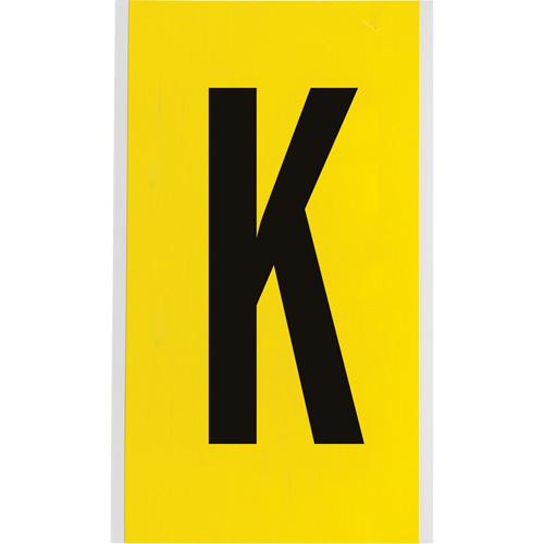 Repositionable Individual Number and Letter Label - K, Black on Yellow, 6"