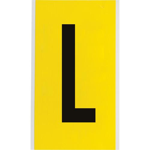 Repositionable Individual Number and Letter Label - L, Black on Yellow, 6"