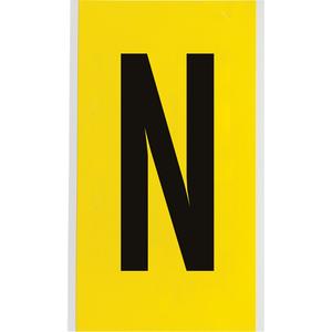 Repositionable Individual Number & Letter Label - N, Black on Yellow, 6"