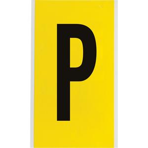 Repositionable Individual Number & Letter Label - P, Black on Yellow, 6"