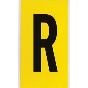Repositionable Individual Number & Letter Label - R, Black on Yellow, 6"