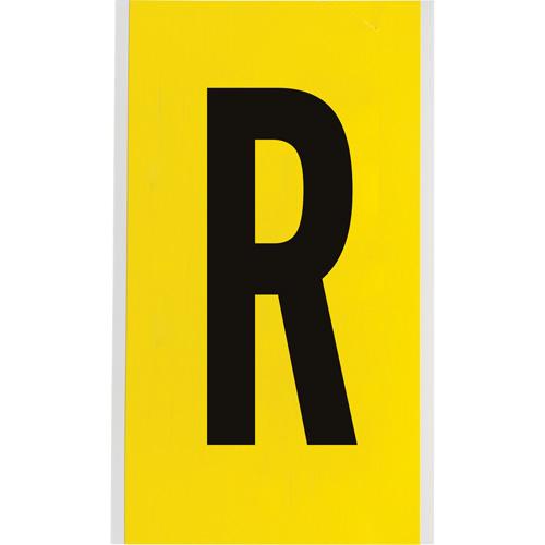 Repositionable Individual Number & Letter Label - R, Black on Yellow, 6"