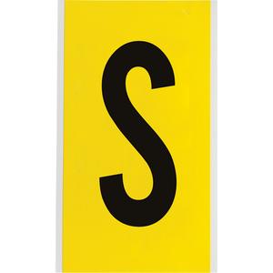 Repositionable Individual Number & Letter Label - S, Black on Yellow, 6"