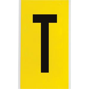 Repositionable Individual Number & Letter Label - T, Black on Yellow, 6"