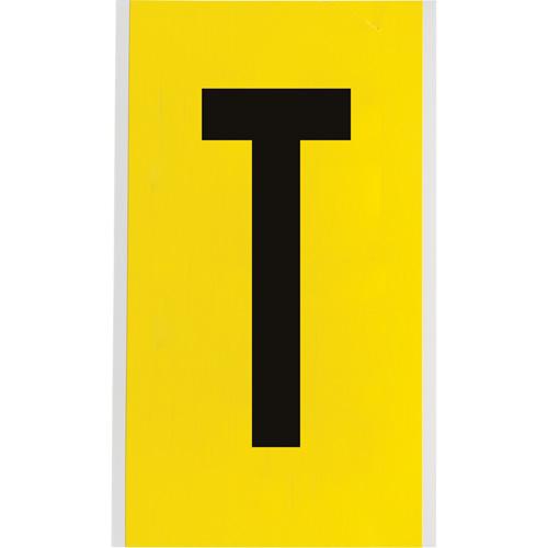 Repositionable Individual Number & Letter Label - T, Black on Yellow, 6"