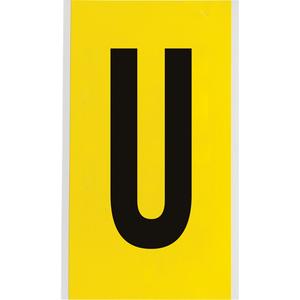 Repositionable Individual Number & Letter Labels - U, Black on Yellow, 6"