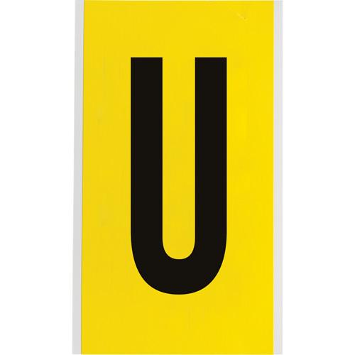 Repositionable Individual Number & Letter Labels - U, Black on Yellow, 6"