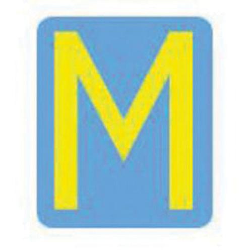 Quick-Align® Individual Gothic Number & Letter Labels - M, Yellow, 2"