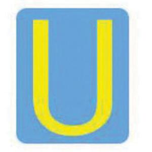 Quick-Align® Individual Gothic Number & Letter Labels - U, Yellow, 2"