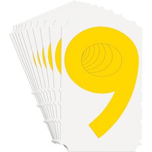 Quick-Align® Individual Gothic Number and Letter Labels - 9, Yellow, 3"