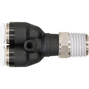 Topfit Male Threaded Y-Connector Fitting - Polymer, 1/2", 1/2" NPT (M), 150 PSI, 0 to 60 °C