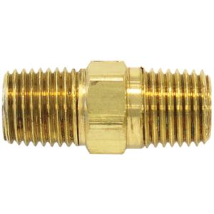 Male Hex Nipple - Brass, 1/4" NPT (M) & 1/4" NPT (M)