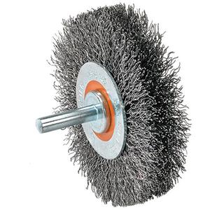 Mounted Crimped Wire Wheel - 3", 3/4", 0.0118", Stainless Steel/Aluminum