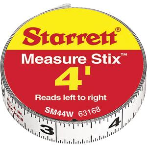 Measure Stix™ Steel Measuring Tape with Adhesive Backing - 4', 1/2", in/ft., 16"