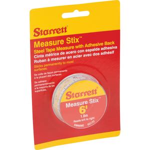 Measure Stix™ Steel Measuring Tape with Adhesive Backing - 6' - 2 m, 3/4", ft/in - mm, 16"