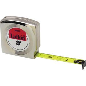 Mezurall® Chrome Case Yellow Clad Power Return Tape Measure - 12', 1/2", SAE, A1, Clearcoat, 4.7"