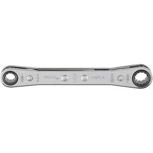 Double Box Ratcheting Wrench - 12, 4-1/2", 1/4" x 5/16", Polished, Plain, 0°, 9/32" (End 1), 5/8" (End 2), 3/8", ASME B107.100-2010