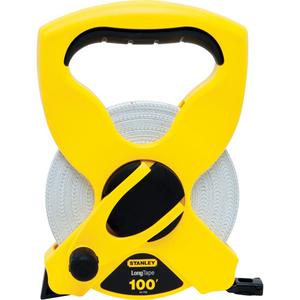 Fibreglass Long Tape - 100', 1/2", Imperial, Yellow, Fibreglass, Polymer