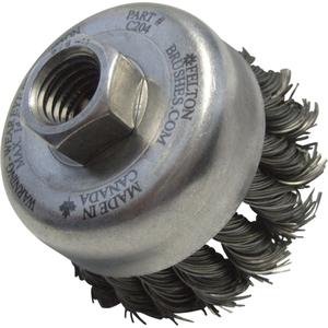 Knotted Wire Wheel Cup Brushes - 2-3/4", 1", 0.02", Steel, 5/8"-11, 3", 14000