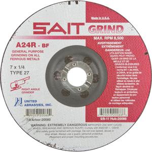 A24R Long Life Grinding Wheel - 7", 1/4", 7/8", 8500, 27, Aluminum Oxide