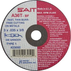Cut-Off Wheel (A36T) - 3", 0.035", 3/8", 25000, 27, Aluminum Oxide