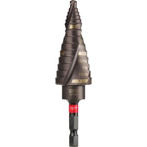 #8 Shockwave™ Impact Duty™ Step Drill Bit - Titanium, 1", 1/2", 1/16", 3-29/32", Spiral, 1/4"