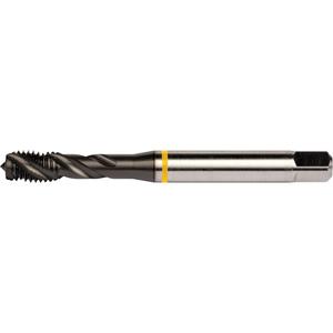 Yellow Shark Spiral Flute Tap - High Speed Cobalt, 1/4"-20, 3, 3.15", Semi-Bottoming, Powder Metallurgy Steel, Titanium Aluminum Nitride, UNC, H5