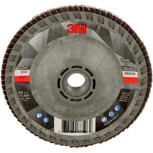 769F Quick Change Flap Disc - 120+, 40+, 60+, 80+, 4-1/2", 5/8"-11, Ceramic, 29, Plastic, YF-Weight, 13,300
