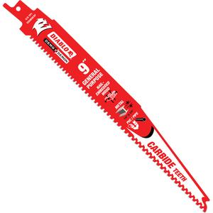 General-Purpose Reciprocating Saw Blade - 9", 1", 6-9, Carbide