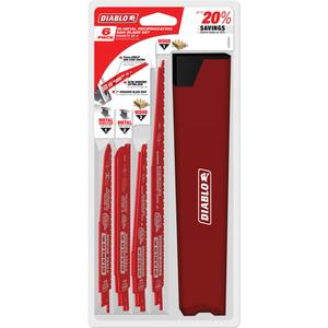 Nail-Embedded Wood & Metal Cutting/Demo Reciprocating Saw Blade Set - 6, 6" - 9"
