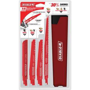 Nail-Embedded Wood & Metal Demo Reciprocating Saw Blade Set - 14, 6" - 9"