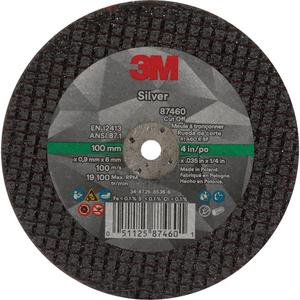 Silver Cut-Off Wheel - 4", 0.04", 1/4"-28, 3/8"-24, 19100, 1, Ceramic, Centre Hole, 60, Black, EC011936