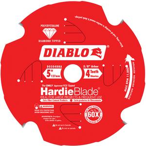 HardieBlade™ Circular Saw Blade - 5", 5/8", 4, Cement, 10°, 0.071", 0.051", TCG (PCD)