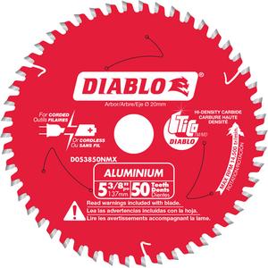 Aluminum Cutting Circular Saw Blade - 5-3/8", 20 mm, 50, Plastic/Non-Ferrous/Fibreglass, '-5°, 0.061", TCG, 14500