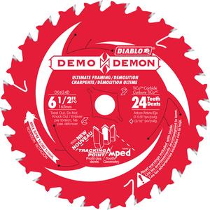 Demo Demon Ultra-Thin Framing/Demolition Circular Saw Blade - 6-1/2", 5/8", 24, Wood/Laminate, 18°, 0.059", 0.039", PYR