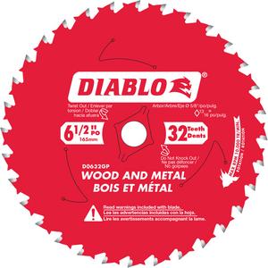 Circular Saw Blade - 6-1/2", 5/8", 32, Wood/Metal, 5°, 0.059", C-ATB, 10000