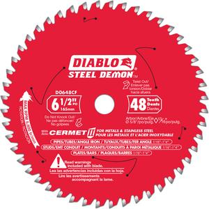 Steel Demon™ Cermet II Circular Saw Blade - 6-1/2", 5/8", 48, Metal, 0°, 0.061", 0.051", TCG